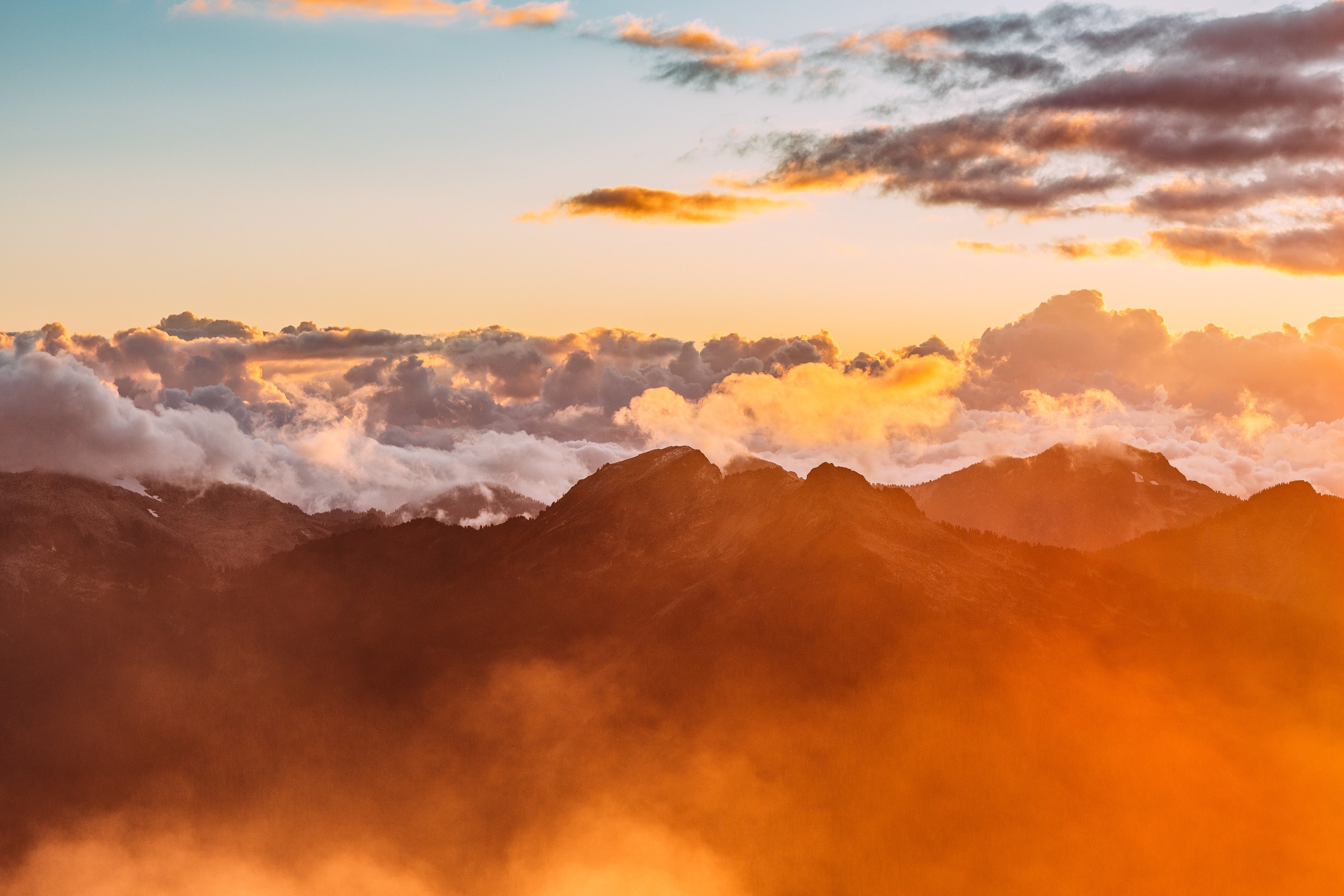 sunset clouds mountain