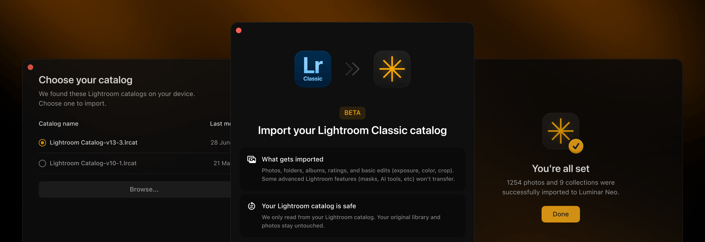 Importer votre catalogue Lightroom Classic dans Luminar