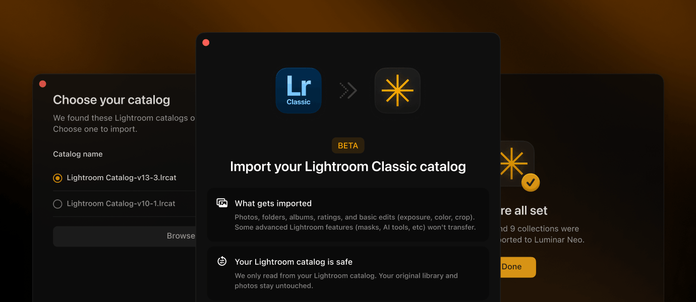 Importer votre catalogue Lightroom Classic dans Luminar