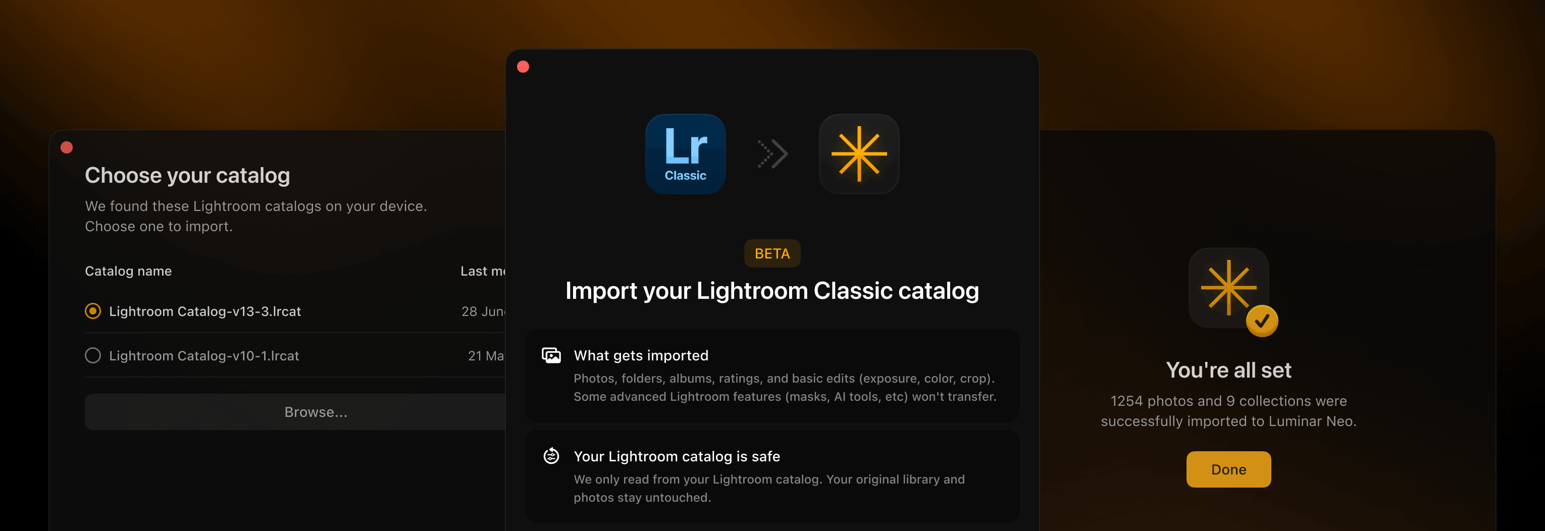 Importer votre catalogue Lightroom Classic dans Luminar