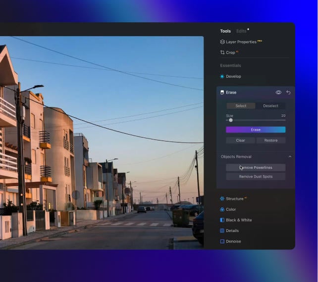 Luminar Neo features: Remove powerlines - Get rid of annoying power lines