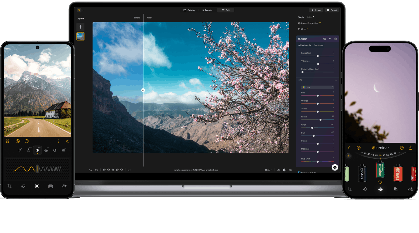 Luminar Neo on desktop and mobile devices